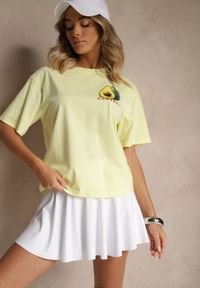 Renee - Żółty T-shirt z Bawełną ze Wzorem Awokado Tilannia. Okazja: na co dzień. Kolor: żółty. Materiał: bawełna. Styl: casual #4