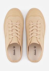 Born2be - Ciemnobeżowe Basicowe Trampki z Podeszwą ze Żłobieniami Laurinatea. Okazja: na co dzień. Kolor: beżowy. Materiał: jeans. Styl: casual, elegancki, klasyczny #3