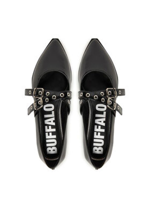 Buffalo Baleriny Marly Cross 1621026 Czarny. Kolor: czarny. Materiał: skóra