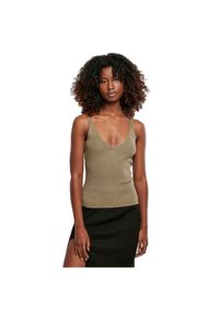 Koszulka damska z prążkowanego materiału Urban Classics GT. Kolor: zielony. Materiał: prążkowany, materiał. Wzór: prążki. Styl: sportowy, elegancki #1