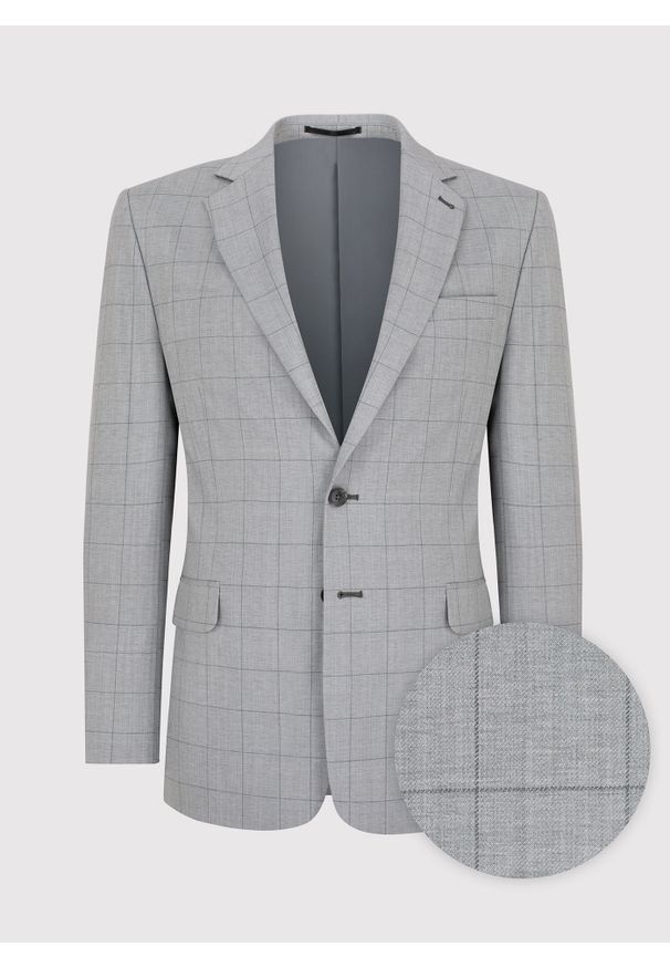 Pako Lorente - PAKO LORENTE – Szara wełniana marynarka garniturowa w kratę. Okazja: na ślub cywilny, na wesele, na komunię. Kolor: szary. Materiał: wełna. Styl: klasyczny, elegancki