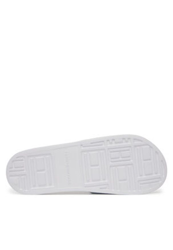 TOMMY HILFIGER - Tommy Hilfiger Klapki Hilfiger Print Tumble Pool Slide FM0FM05505 Biały. Kolor: biały. Materiał: skóra. Wzór: nadruk