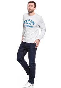 Mustang - MUSTANG BLUZA Basic Crewneck LIGHT GREY MEL. 1007003 4163. Wzór: nadruk, melanż #6