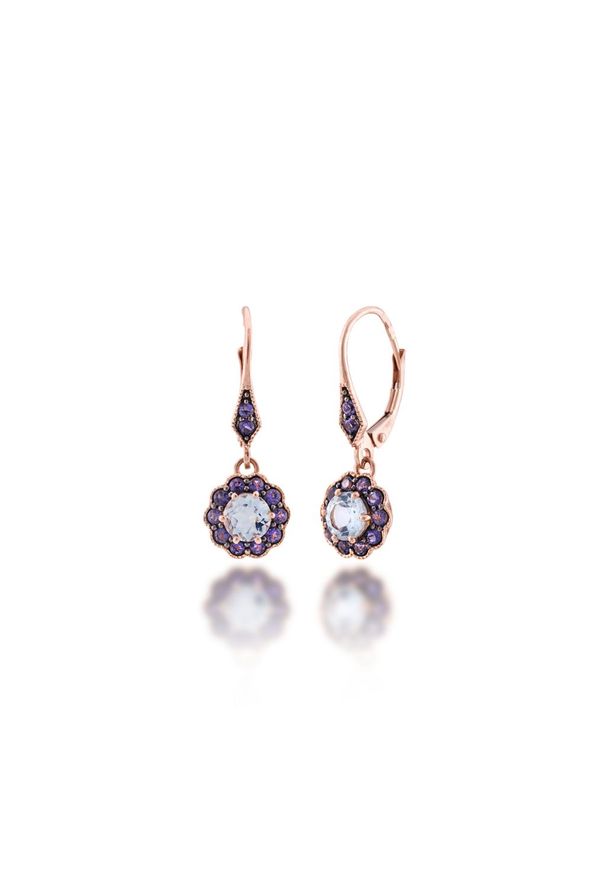 W.KRUK Kolczyki Złote - złoto 585, Iolit,blue topaz - ZIN/KW28R. Materiał: złote. Kolor: złoty. Wzór: kolorowy, aplikacja, motyw z bajki. Kamień szlachetny: topaz