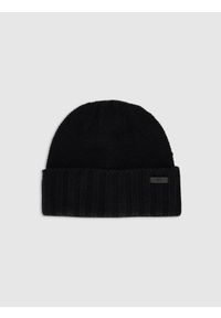 4f - 4F Czapka zimowa z dodatkiem wełny męska - czarna M. Kolor: czarny. Materiał: wełna. Sezon: zima. Styl: casual, klasyczny #1