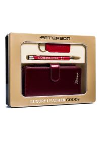 Zestaw prezentowy Peterson PTN ZD29 czerwony. Kolor: czerwony. Materiał: lakier, skóra