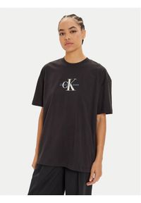 Calvin Klein Jeans T-Shirt Monologo J20J224242 Czarny Relaxed Fit. Kolor: czarny. Materiał: bawełna