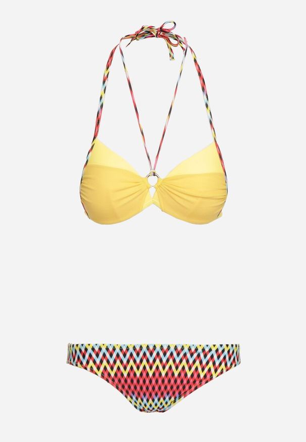 Renee - Żółte Bikini Push Up z Figami w Mozaikowy WzórMalandra. Kolor: żółty