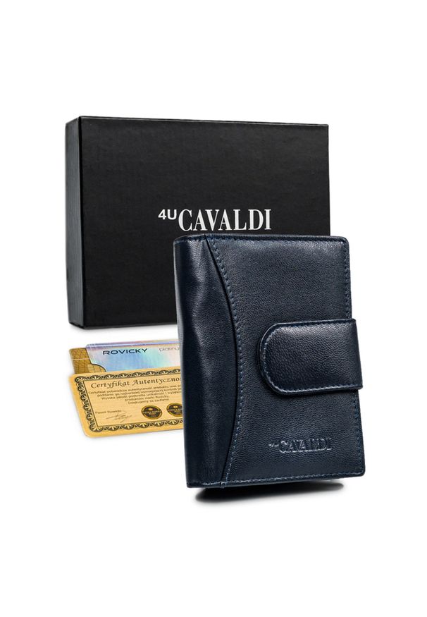 4U CAVALDI - Portfel damski 4U Cavaldi RD-09-GCL granatowy. Kolor: niebieski. Materiał: skóra