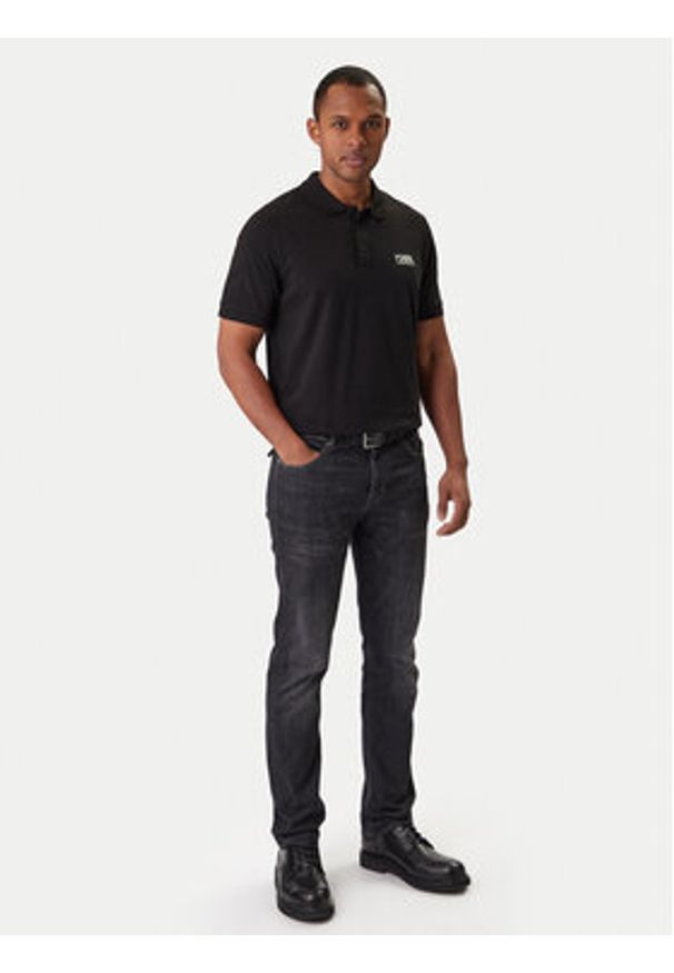 Karl Lagerfeld - KARL LAGERFELD Polo 745780 561235 Czarny Regular Fit. Typ kołnierza: polo. Kolor: czarny. Materiał: bawełna