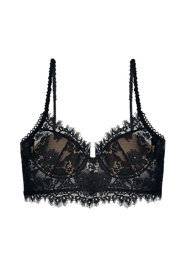 Intica - Braletka koronkowa usztywniana na co dzień Eudoxia. Kolor: czarny. Materiał: koronka. Wzór: koronka