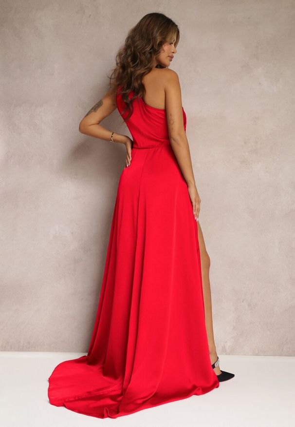 Renee - Czerwona Elegancka Sukienka na Jedno Ramię o Asymetrycznym Fasonie Leylane. Kolor: czerwony. Typ sukienki: asymetryczne. Styl: elegancki. Długość: maxi