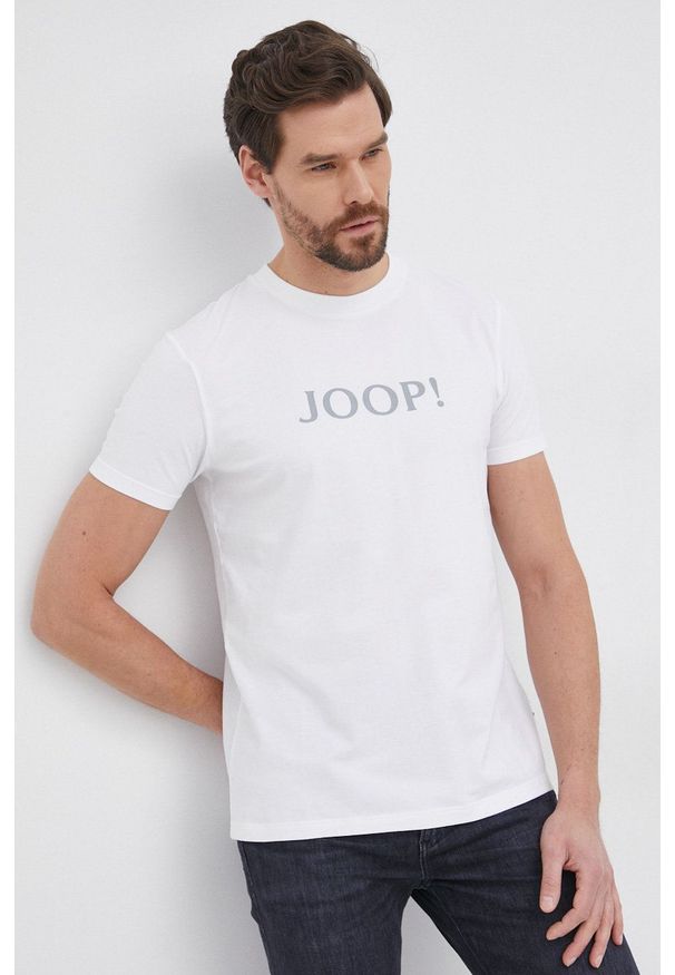 JOOP! - Joop! T-shirt męski kolor biały z nadrukiem. Okazja: na co dzień. Kolor: biały. Wzór: nadruk. Styl: casual