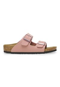 Klapki Birkenstock Arizona 1026412 różowe. Kolor: różowy. Materiał: skóra, nubuk, materiał. Wzór: paski