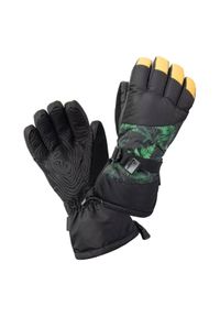 Rękawice narciarskie męskie Elbrus Maiko - żółto-zielone, Rozmiar S/M. Kolor: żółty, zielony, wielokolorowy. Materiał: poliester, polar, syntetyk, materiał. Wzór: kropki. Sport: narciarstwo #1
