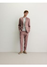 Reserved - Garniturowe spodnie z wiskozą - jasnofioletowy. Kolor: fioletowy. Materiał: wiskoza #1