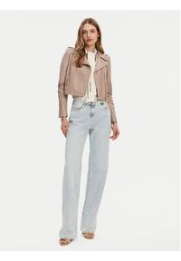 Elisabetta Franchi Kurtka skórzana GD-47Z-51E2-V1200 Beżowy Regular Fit. Kolor: beżowy. Materiał: skóra