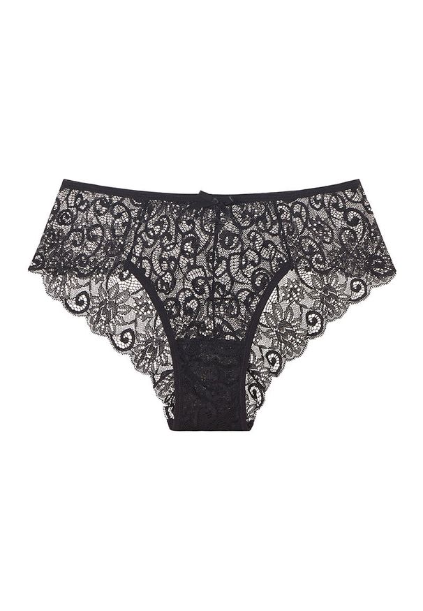 Intica - Majtki brazyliany z delikatnej koronki Bertina. Kolor: czarny. Materiał: koronka. Wzór: koronka
