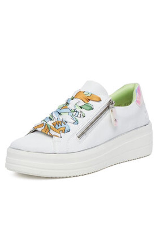 Remonte Sneakersy D1C06-80 Biały. Kolor: biały. Materiał: skóra