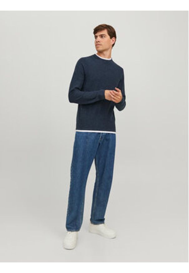 Jack & Jones - Jack&Jones Sweter 12227443 Granatowy Regular Fit. Kolor: niebieski. Materiał: bawełna