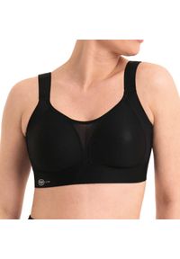 ANITA ACTIVE - Stanik fitness cardio Smart Control. Kolor: czarny. Materiał: poliamid, elastan, poliester. Wzór: paski. Sport: fitness