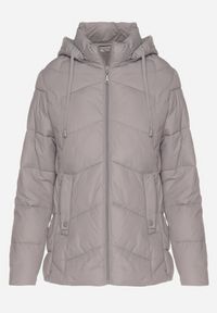 Born2be - Jasnoszara Kurtka z Pikowanymi Przeszyciami i Odpinanym Kapturem Felanwen. Okazja: na co dzień. Kolor: szary. Materiał: jeans. Styl: casual, elegancki, sportowy #6