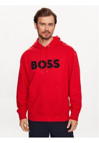 BOSS - Boss Bluza 50486243 Czerwony Oversize. Kolor: czerwony. Materiał: bawełna