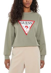 Guess - GUESS Zielona bluza damska z dużym logo Original Fleece. Kolor: zielony #3