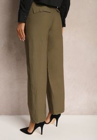 Renee - Ciemnozielone Szerokie Spodnie z Wsuwanymi Kieszeniami i Ozdobnymi Klapami Asseldea. Stan: podwyższony. Kolor: zielony #2