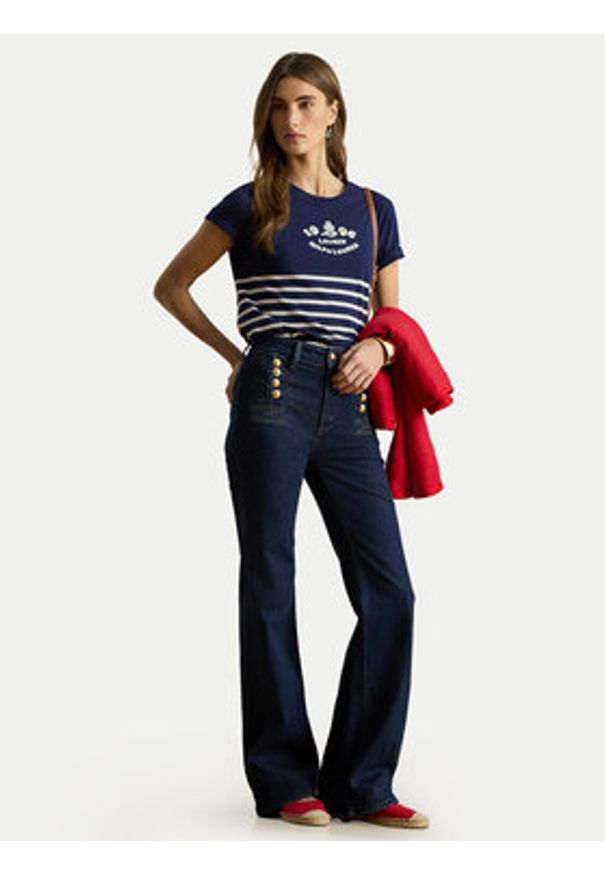 Lauren Ralph Lauren - LAUREN RALPH LAUREN T-Shirt 200B21056001 Granatowy Relaxed Fit. Kolor: niebieski. Materiał: bawełna