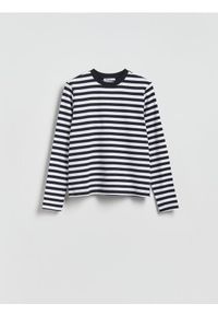 Reserved - Longsleeve z merceryzowanej bawełny - czarny. Kolor: czarny. Materiał: bawełna. Długość rękawa: długi rękaw