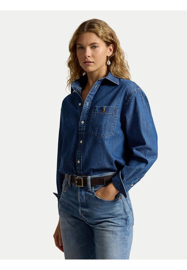 Polo Ralph Lauren Koszula jeansowa 211B17146001 Niebieski Regular Fit. Typ kołnierza: polo. Kolor: niebieski. Materiał: bawełna
