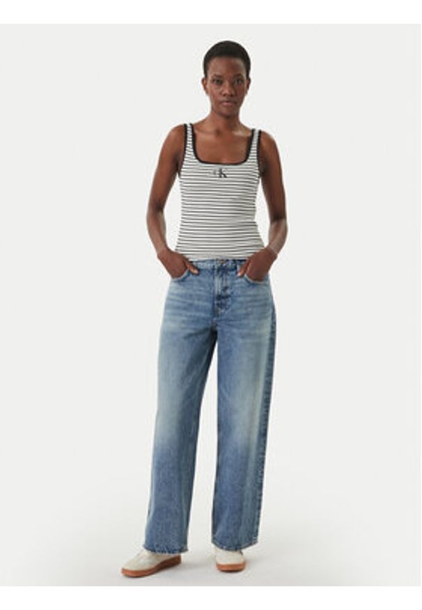 Calvin Klein Jeans Top LV047F832G Czarny Slim Fit. Kolor: czarny. Materiał: bawełna