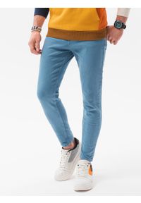 Ombre Clothing - Spodnie męskie jeansowe o kroju SLIM FIT P1058 - niebieskie - XXL. Okazja: na co dzień. Kolor: niebieski. Materiał: jeans. Wzór: gładki. Styl: elegancki, sportowy, casual