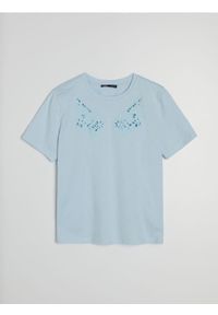 Sinsay - Bawełniana bluzka - niebieski. Kolor: niebieski. Materiał: bawełna #1