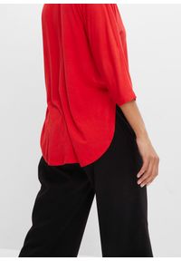 bonprix - Bluzka z lejącej mieszanki wiskozy. Kolor: czerwony. Materiał: elastan, wiskoza. Długość: długie #3
