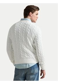 Polo Ralph Lauren Sweter 710775885033 Biały Regular Fit. Typ kołnierza: polo. Kolor: biały. Materiał: bawełna #4