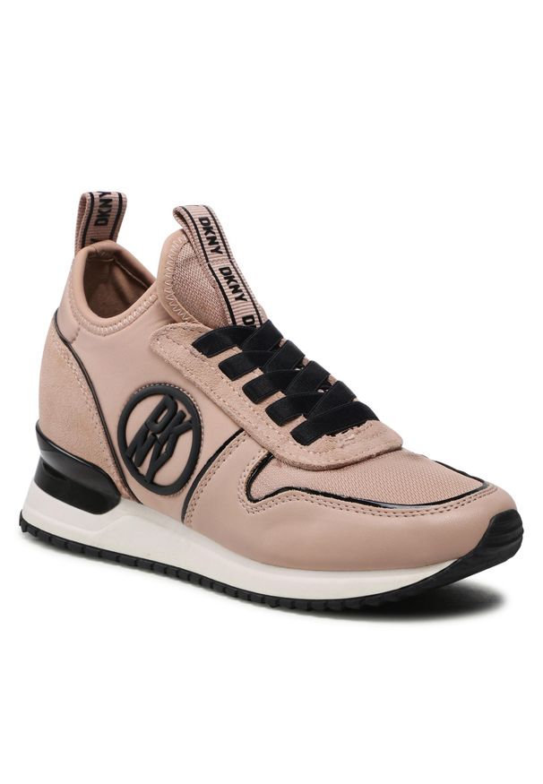 Sneakersy DKNY Sabatini K4261395 AHF. Kolor: beżowy. Materiał: materiał