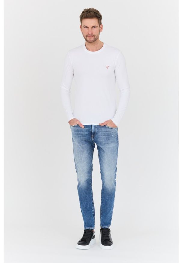 Guess - GUESS Biały męski longsleeve Core Tee, Rozmiar XXL. Kolor: biały. Długość rękawa: długi rękaw
