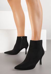 Renee - Czarne Botki na Szpilce w Klasycznym Stylu Latariela. Okazja: na co dzień. Kolor: czarny. Materiał: jeans. Sezon: jesień. Obcas: na szpilce. Styl: klasyczny #5