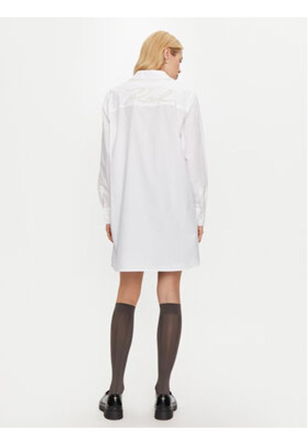 Karl Lagerfeld - KARL LAGERFELD Koszula 246W1602 Biały Relaxed Fit. Typ kołnierza: dekolt w karo. Kolor: biały. Materiał: bawełna