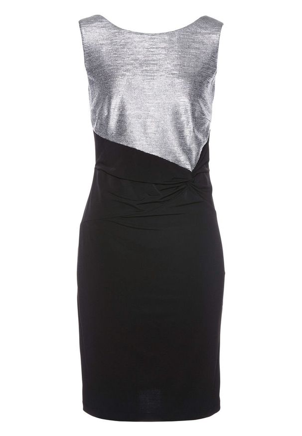 Sukienka wieczorowa bonprix czarno-srebrny metaliczny. Kolor: czarny. Materiał: jersey. Styl: wizytowy