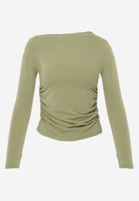 Renee - Zielona Marszczona Bluzka z Wiskozą i Bawełną Trihal. Okazja: na co dzień. Kolor: zielony. Materiał: wiskoza, bawełna. Styl: casual #3