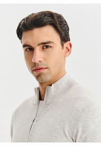 Pako Lorente - PAKO LORENTE - Jasnoszary rozpinany sweter z kieszeniami. Okazja: na co dzień. Kolor: szary. Materiał: poliamid, bawełna, wełna. Styl: casual #6