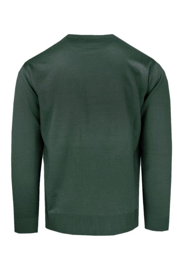 Wełniany Sweter, Okrągły Dekolt (U-Neck) - Pako Jeans - Zieleń Butelkowa. Okazja: na spotkanie biznesowe, do pracy. Materiał: akryl, wełna. Styl: klasyczny, biznesowy