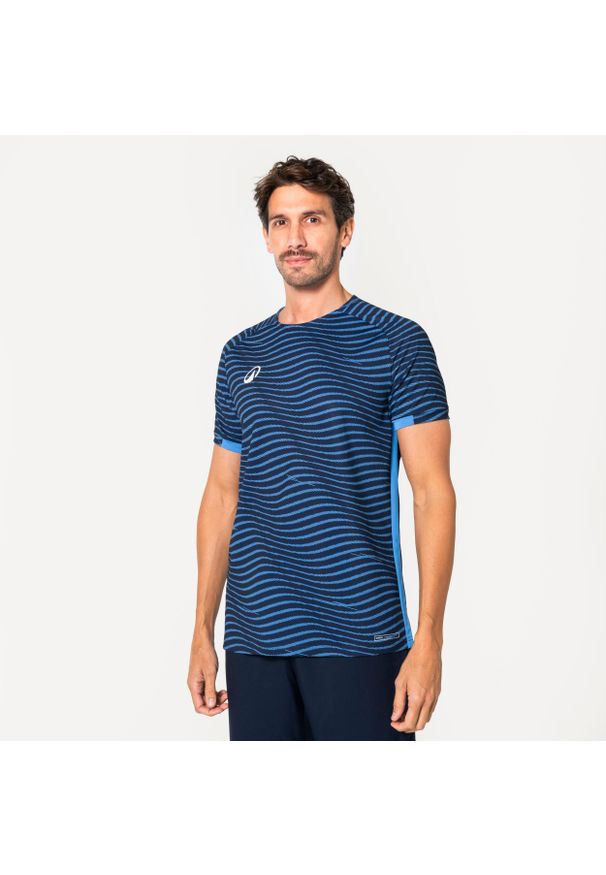 KIPSTA - Koszulka piłkarska krótki rękaw Kipsta Viralto Ripples. Kolor: niebieski, szary, wielokolorowy. Materiał: poliester, materiał. Długość rękawa: krótki rękaw. Długość: krótkie. Sport: piłka nożna