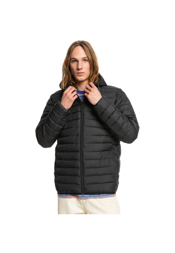 Quiksilver - Kurtka puchowa dla Mężczyzn SCALY Czarny. Kolor: brązowy, zielony, wielokolorowy. Materiał: tkanina, poliester. Sport: turystyka piesza