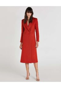Patrizia Pepe - PATRIZIA PEPE - Długi płaszcz z wełny. Kolor: czerwony. Materiał: wełna. Długość rękawa: długi rękaw. Długość: długie