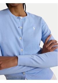 Polo Ralph Lauren Kardigan 211971871504 Niebieski jasny Slim Fit. Typ kołnierza: polo. Kolor: niebieski. Materiał: bawełna #4
