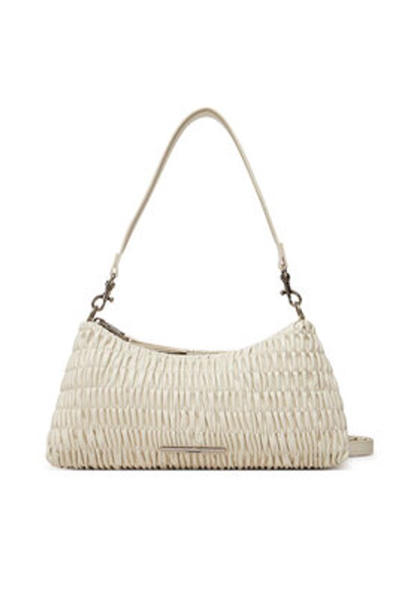 Calvin Klein Jeans Torebka Rouched Shoulder Bag LV04K3088G Écru. Kolor: kremowy. Materiał: skórzane